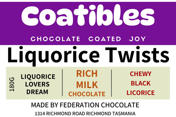 Coatibles Licorice Twists - Milk Chocolate