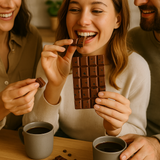People enjoying Liquorice chocolate and coffee together