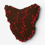 Chocolate bar with Freeze Dried Raspberries on a white background