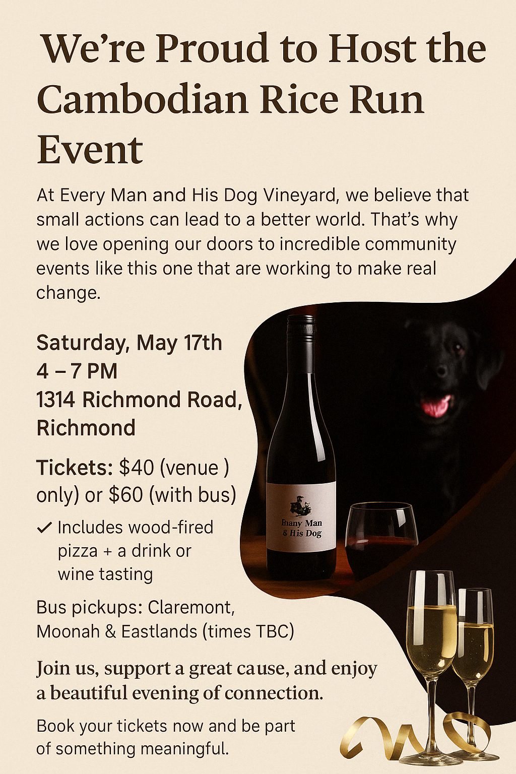 🍷 A Night of Wine, Pizza &amp; Purpose: Hosting the Cambodian Rice Run at Every Man and His Dog Vineyard