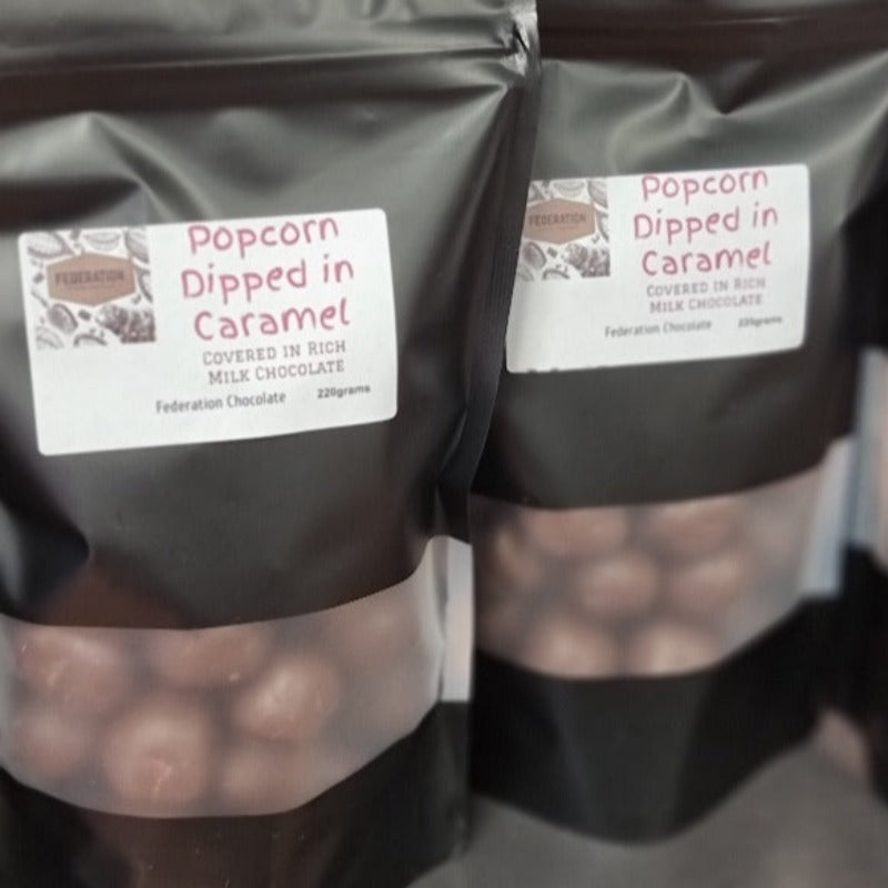 Popcorn dipped in caramel - Federation Artisan Chocolate