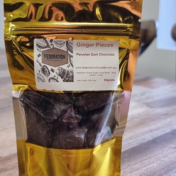 BUDERIM Ginger pieces dipped in Peruvian Dark Chocolate - Federation Artisan Chocolate