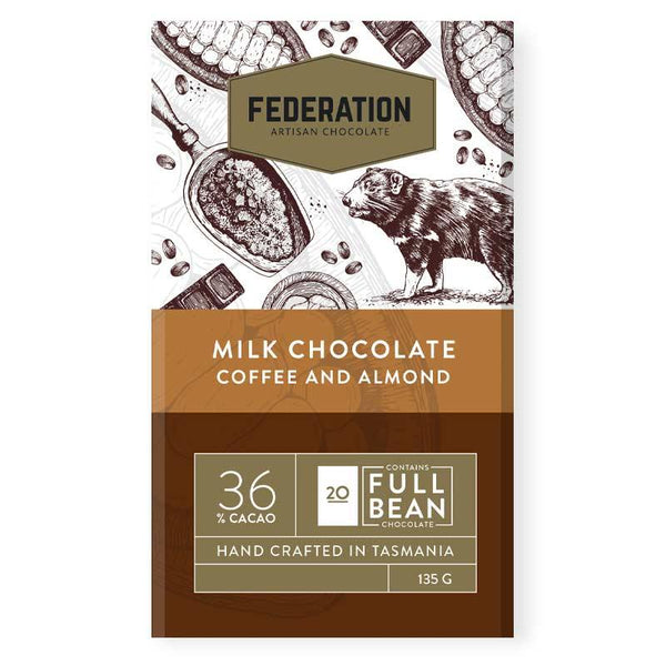 fudgey - Coffee Almond Milk Chocolate - Federation Artisan Chocolate